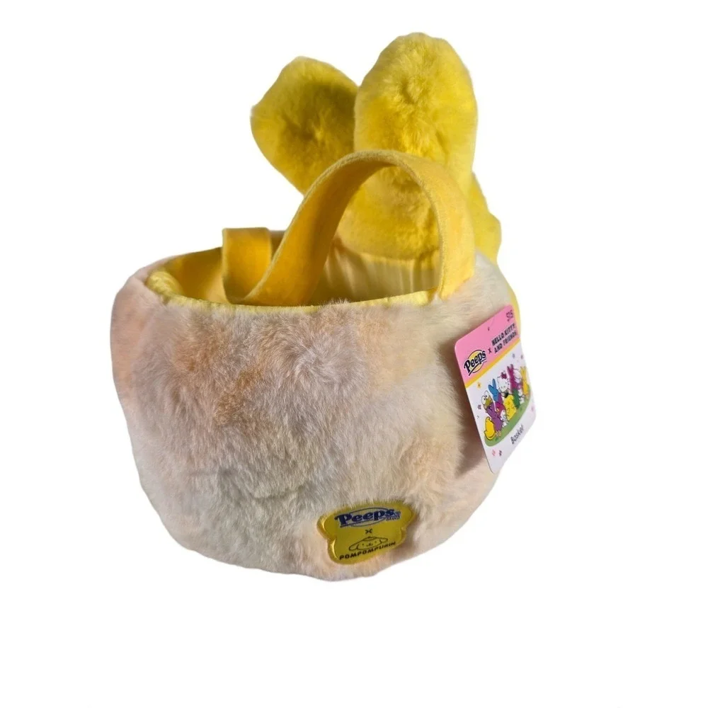 Hello Kitty x Peeps Yellow Easter Gift Bucket Basket 10‎ inches NWT